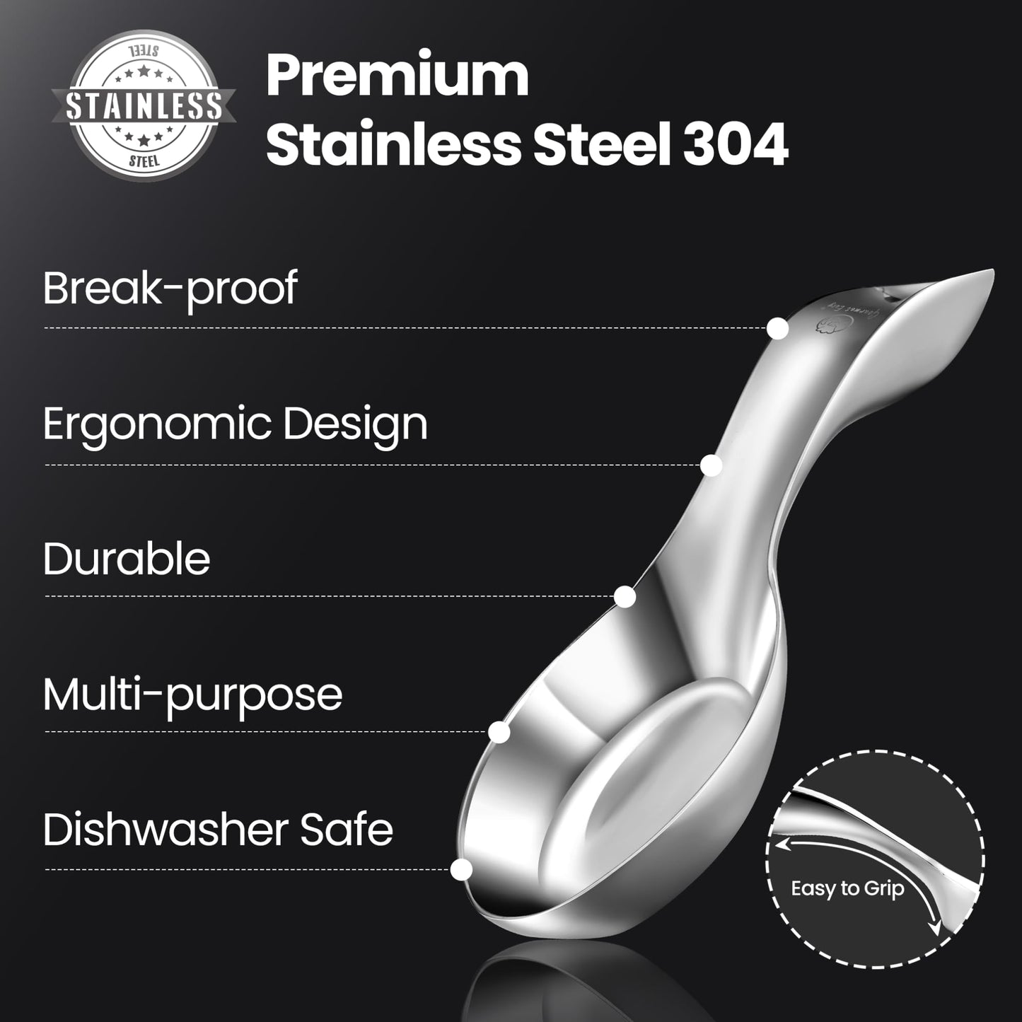 Break-Proof Kitchen Spoon Rest for Stove Top – Premium Stainless Steel Spoon Holder for Kitchen Counter – Mirror-Polished, Heavy-Duty with a Luxury Look – Dishwasher Safe & 5-Year Warranty