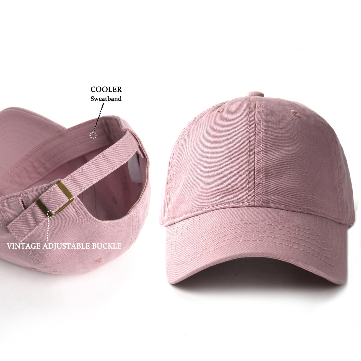 FURTALK Unisex Vintage Washed Unstructured Baseball Cap Washed Cotton Adjustable Dad Hat Pink