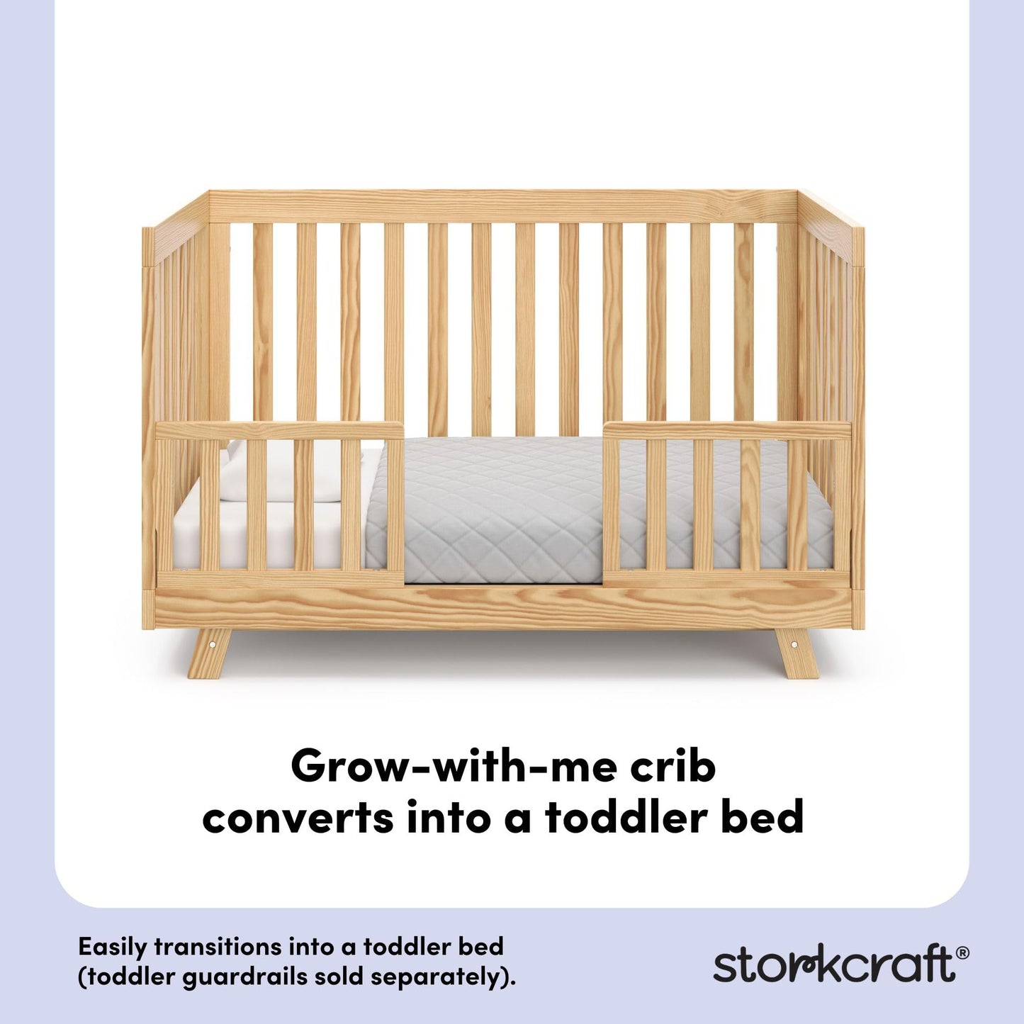 Storkcraft Beckett 3-in-1 Convertible Crib – GREENGUARD Gold Certified, Fits Standard Crib Mattress, Converts to Toddler Bed and Daybed, 4 Mattress Heights, Grow-with-Me Design (Natural)
