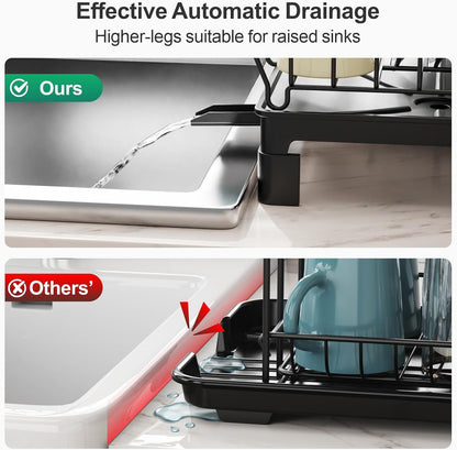 Counter GSlife Small Dish Drying Rack for Kitchen with Sponge Holder - Compact Dish Drainer for RV, Camper