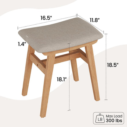 DONGMUWUJEE Solid Wood Vanity and Vanity Stool Bundle, Vanity Set with Mirror and Lights and Stool, Wood Vanity Desk and Chair Set, Makeup Vanities & Vanity Benches (Vanity 39.4 inch Wide, Natural)