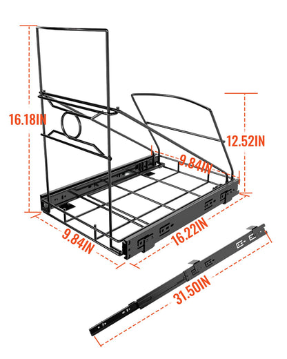 pbugac Pull Out Trash Can Holder, Adjustable Heavy Duty Cabinet Slide Out Kit for 7-11 Gallon Trash Cans, Under Sink Trash Can Rack with Smooth Ball Bearing Slides, Black, Trash Can Not Included