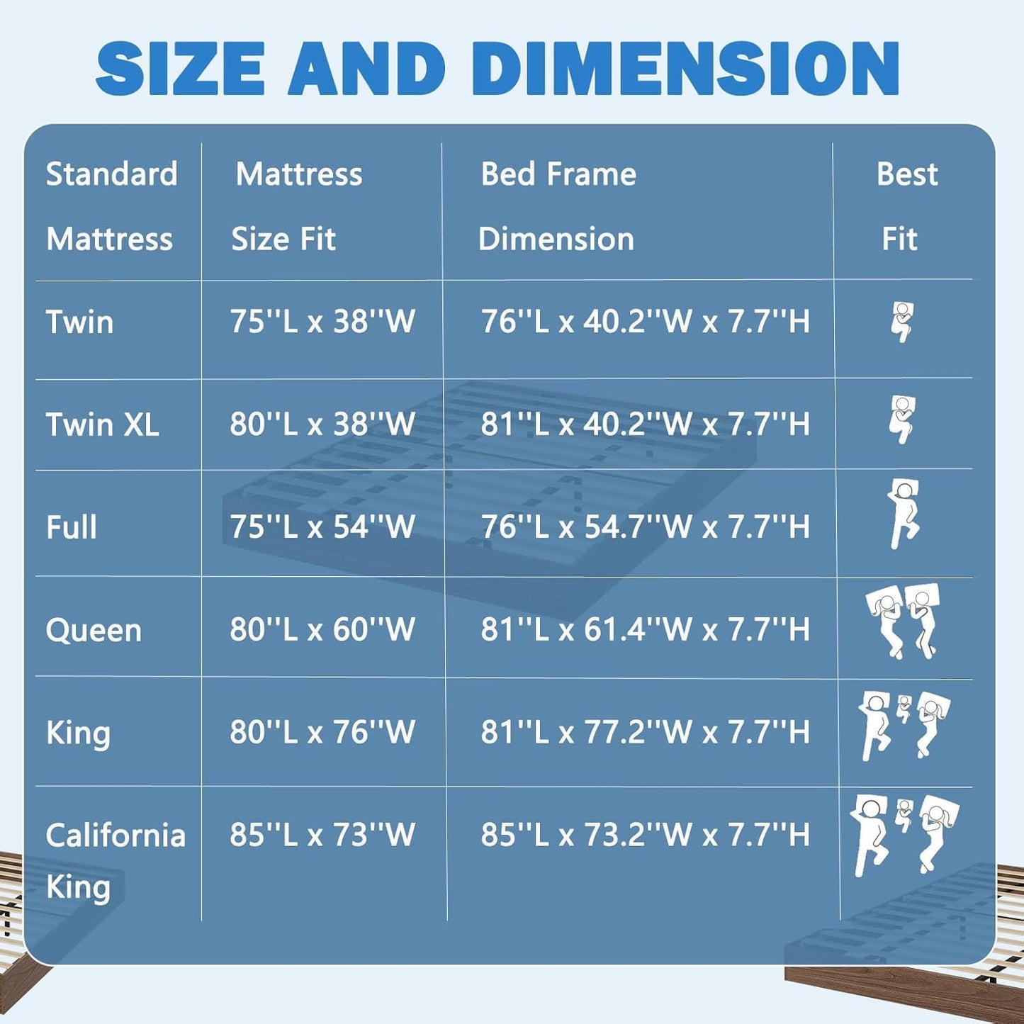 GarveeHome California King Wood Platform Bed Frame,Wooden Bed Frame Without Headboard, Wood Slat Support,No Box Spring Needed, Easy Assembly