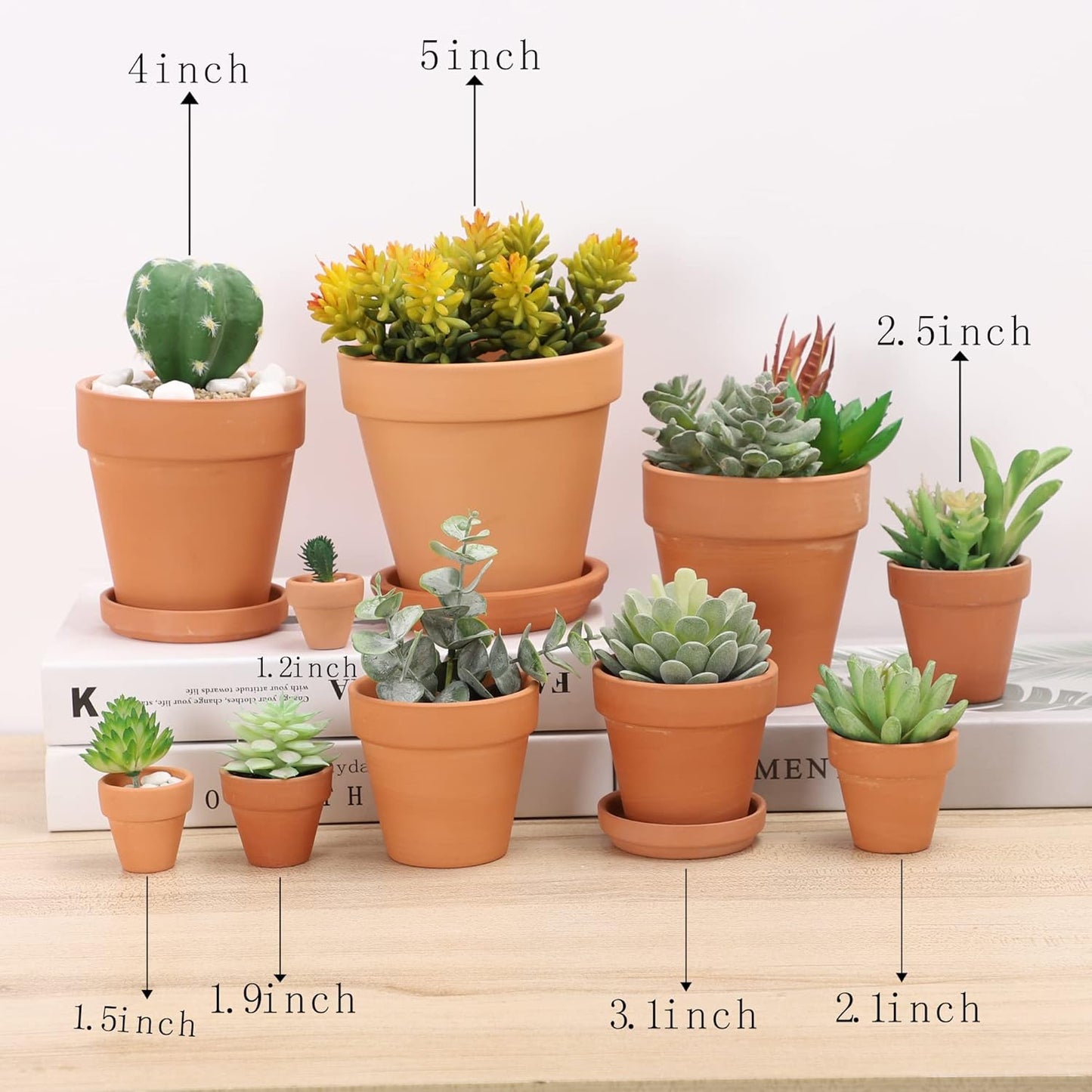 Yishang 2 Inch Mini Terracotta Clay Pots - Pack of 9 Small Hand Craft Nursery Plant Pot for Succulent Cactus