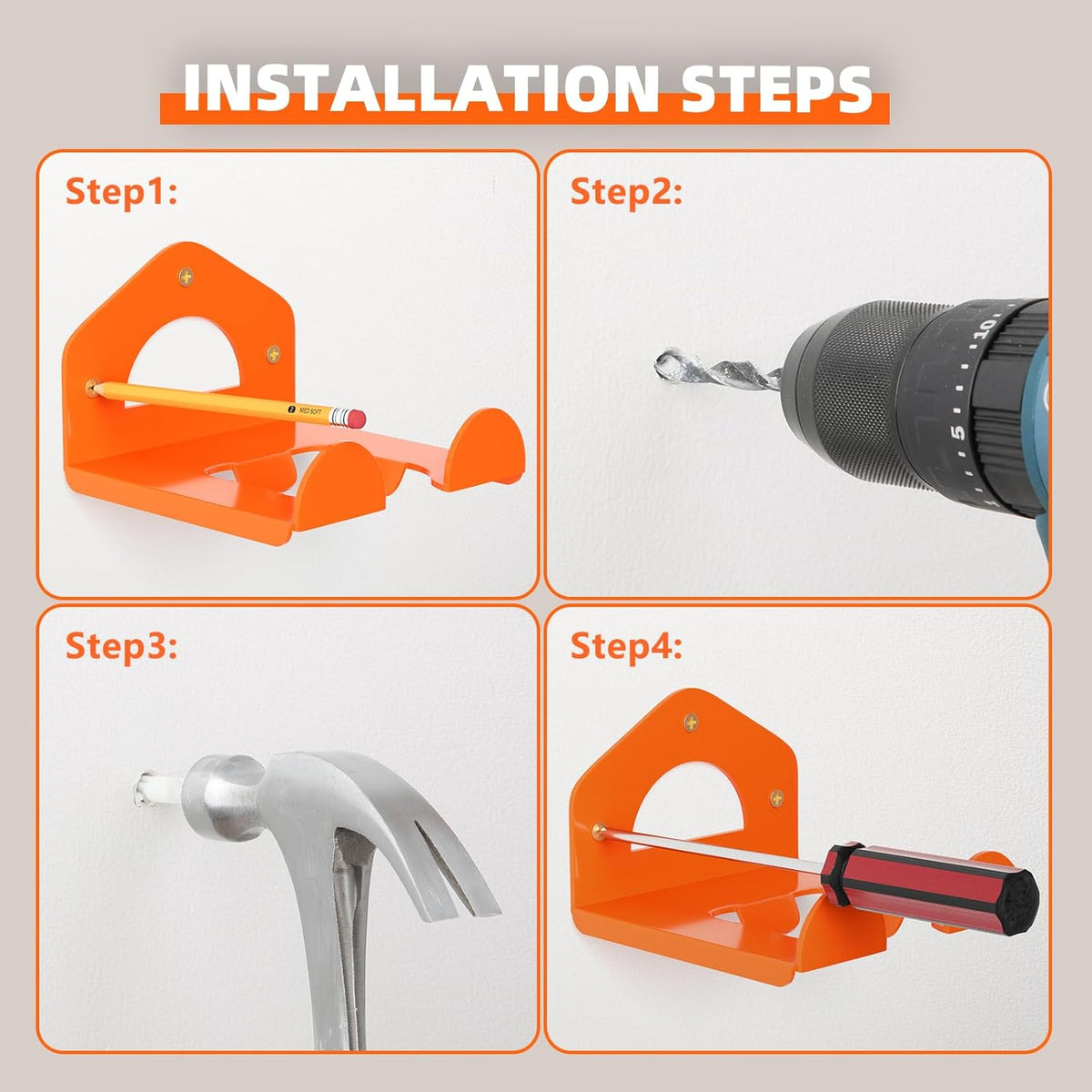 Reliahom Garage Organization - Heavy-Duty Weed Eater Hanger & Garden Tool Organizer | 2-Pack
