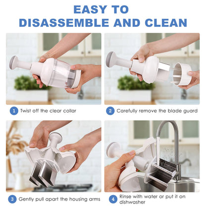 Vegetable Chopper, Food Chopper Manual Hand, Onion, Salad, Garlic, Nut & Veggie Cutter, Dishwasher Safe, White