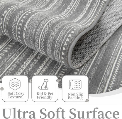 2x8 Enkor Runner Rugs for Hallway, Washable Soft Maroc Non Slip Floor Rugs for Kitchen, Modern Mat for Living Room
