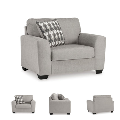 Signature Design by Ashley Avenal Park Casual Upholstered Oversized Chair with 1 Toss Pillow, Light Gray
