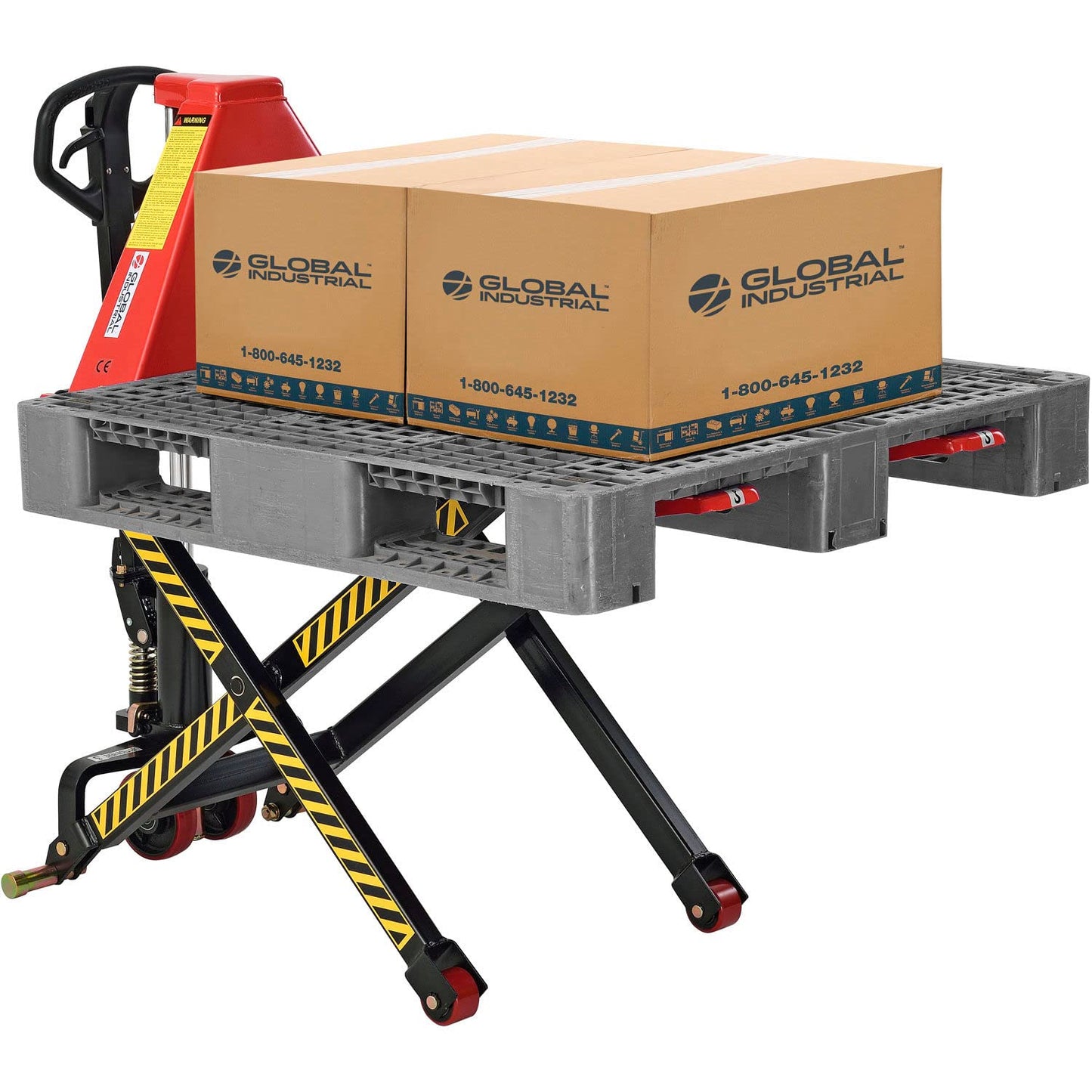 Global Industrial Manual High-Lift Skid Jack Truck, 3300 Lb. Capacity, 21" x 45" Forks