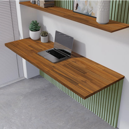 Howizz 60 x 30 in. Solid Wood Table Top, Teak Stained Acacia Desktop for Standing Desk/Office Tabletop/Countertop, 1in. Thick