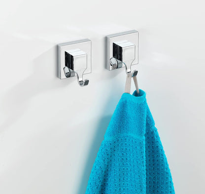 Wenko "Quadro Wall Hooks with Vacuum-Loc - Silver, 2-Piece