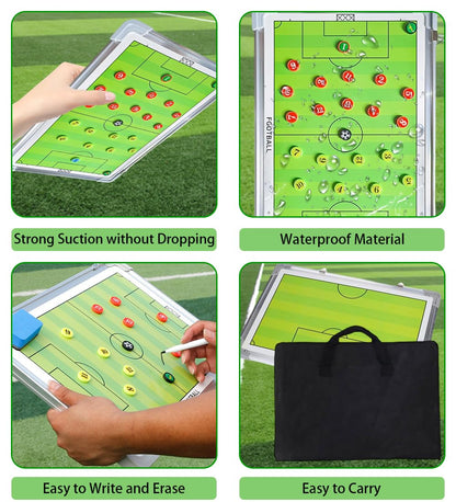 Nuburbur Magnetic Soccer Coaching Board, Double-Sided Dry Erase Tactics Board with Player Markers, Pen and Eraser, Portable Clipboard for Coaches, Coach Training Equipment Coach Gift