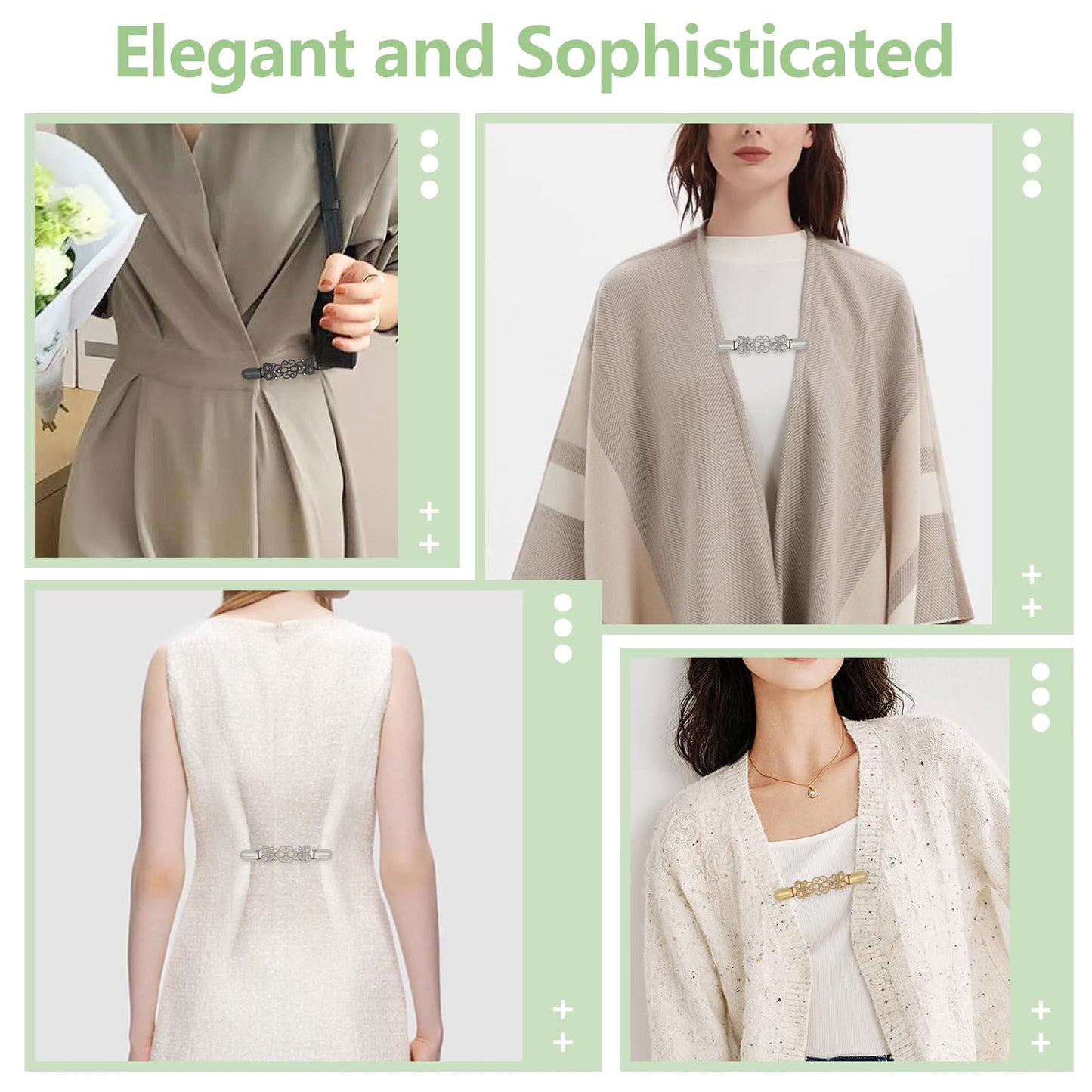ROPAKED 3 Pcs Cinch Clips Vintage Sweater Clips Dress Clip Back Cinch Shawl Cardigan Collar Clip to Tighten Dress Pant Waist Tightener for Women