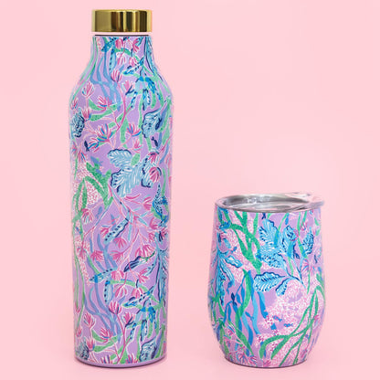 Lilly Pulitzer Stainless Steel Water Bottle, 20 Oz Metal Water Bottle, Double Wall Insulated Tumbler with Lid, Secret Escape