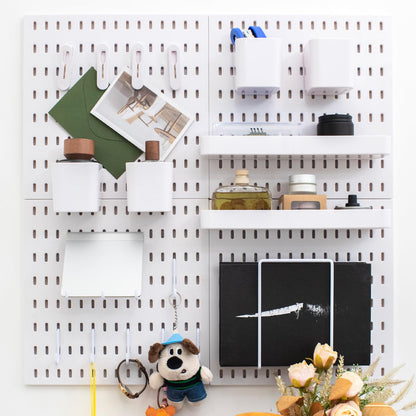 RIVTUN Wall-Mounted Pegboard Kit, 25.2" x 25.2" Organizer Panel – Large, Cost-Effective & Nail-Free Installation White
