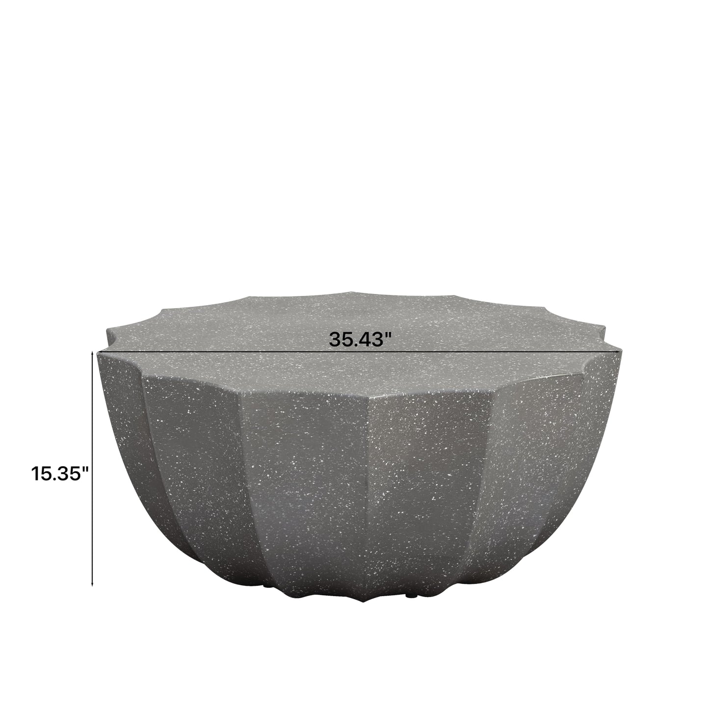 GDFStudio 35.43" Modern Indoor Outdoor Coffee Table, Waterproof Cement Round Table, MgO Concrete Circle Side Table, Creative Shape Small Table for Patio Backyard Living Room, Fully Assembled, Grey