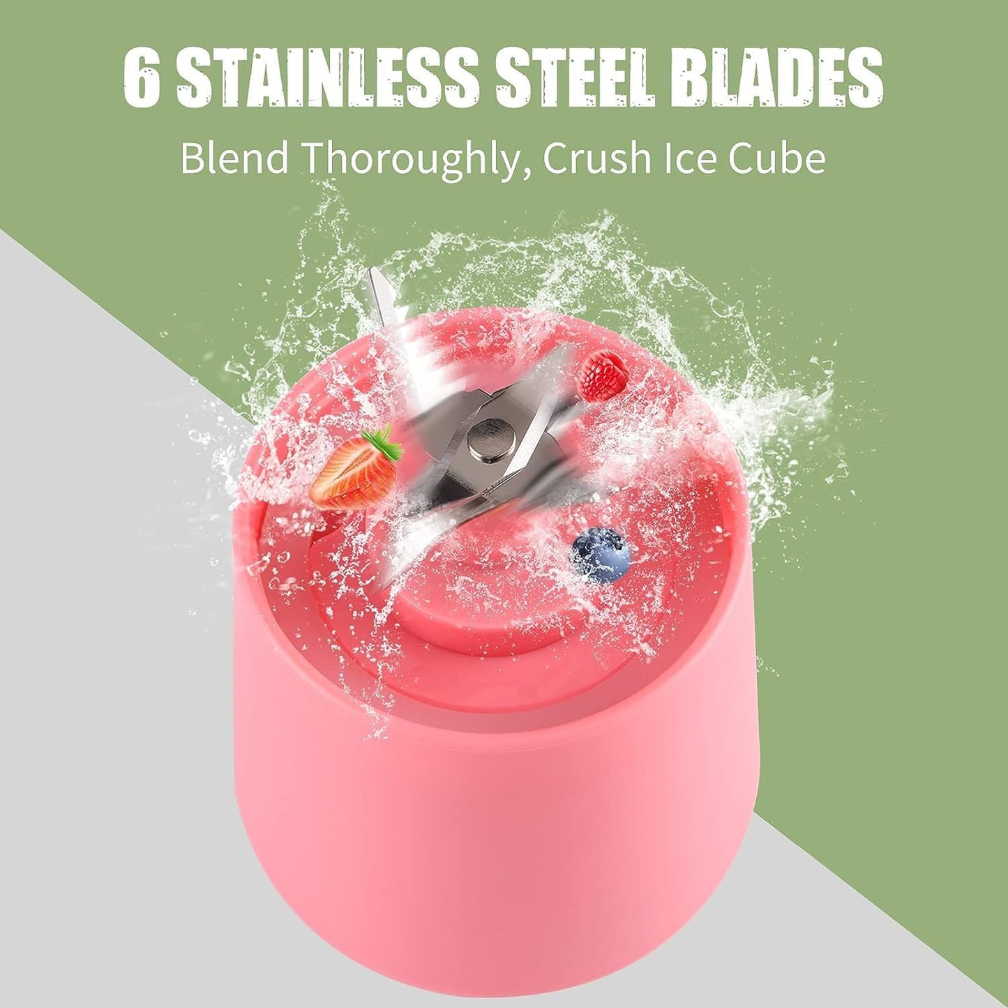 Portable Blender, USB Rechargeable Personal Fruit Blender, Mini Smoothie Blender (Pink)