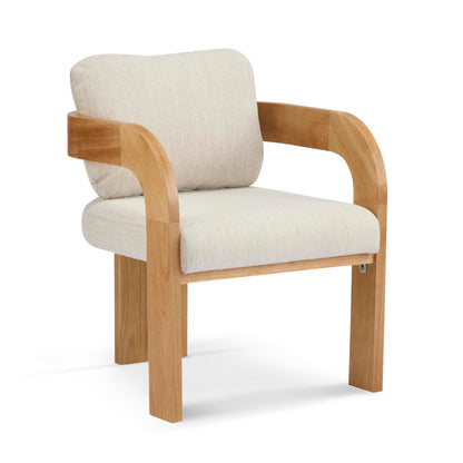 Christopher Knight Home Yorick Modern Dining Chair Set of 2 with Cushion, Solid Wood Dining Room Armchair Set, Curved Backrest Kitchen Side Chair, Living Room Comfy Extra Seat, Natural+Beige