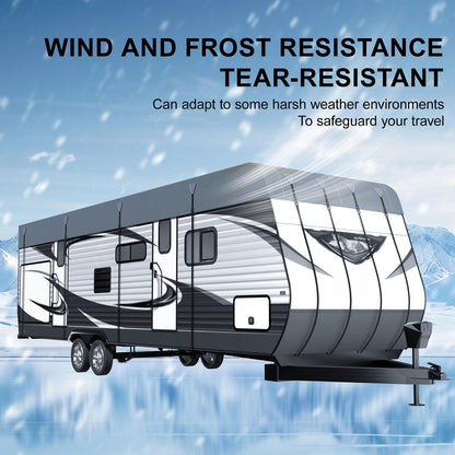 RV Caravan Roof Cover - Rv tarps Heavy Duty Waterproof | Non-Woven Fabric Waterproof Travel Camper Trailer Cover, Foldable Storage Rv Tarpaulin with Straps and Buckles