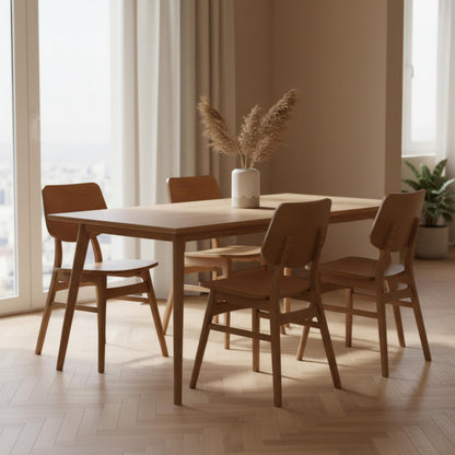 Alaterre Furniture Calais Mid Century Modern Dining Chairs Set of 4 - Solid Wood Chair Set with Armless Design - Mid Century Modern Furniture for Dining Room and Kitchen (Pecan Finish)