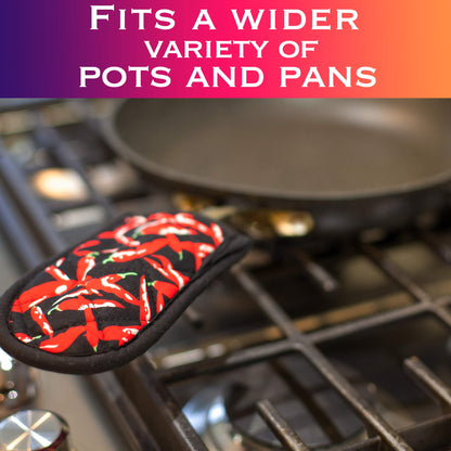 EHOMEA2Z Cast Iron Skillet Pan Pot Holder Covers Mitts Black Non-Slip Washable Sleeves for BBQ Baking Kitchen Cotton Commercial Grade (Chili, 10)
