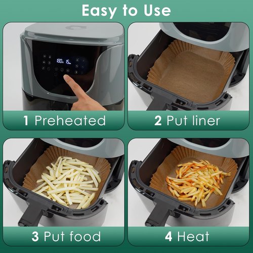 COSORI Small Air Fryer Liners - 100PCS Disposable Parchment Paper Sheets | 4.7 Inch Square for 2 QT Air Fryer