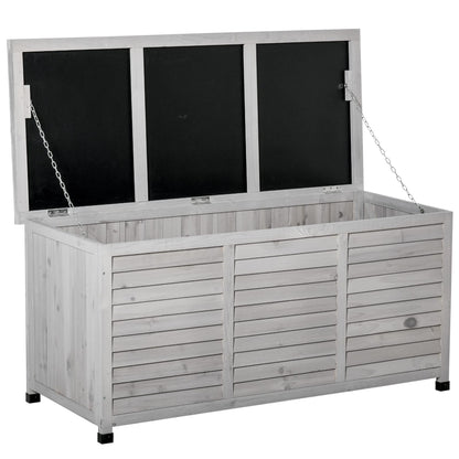 Havemies 75 Gallon Wooden Deck Box, Outdoor Storage Container with Aerating Gap & Weather-Fighting Finish, Grey