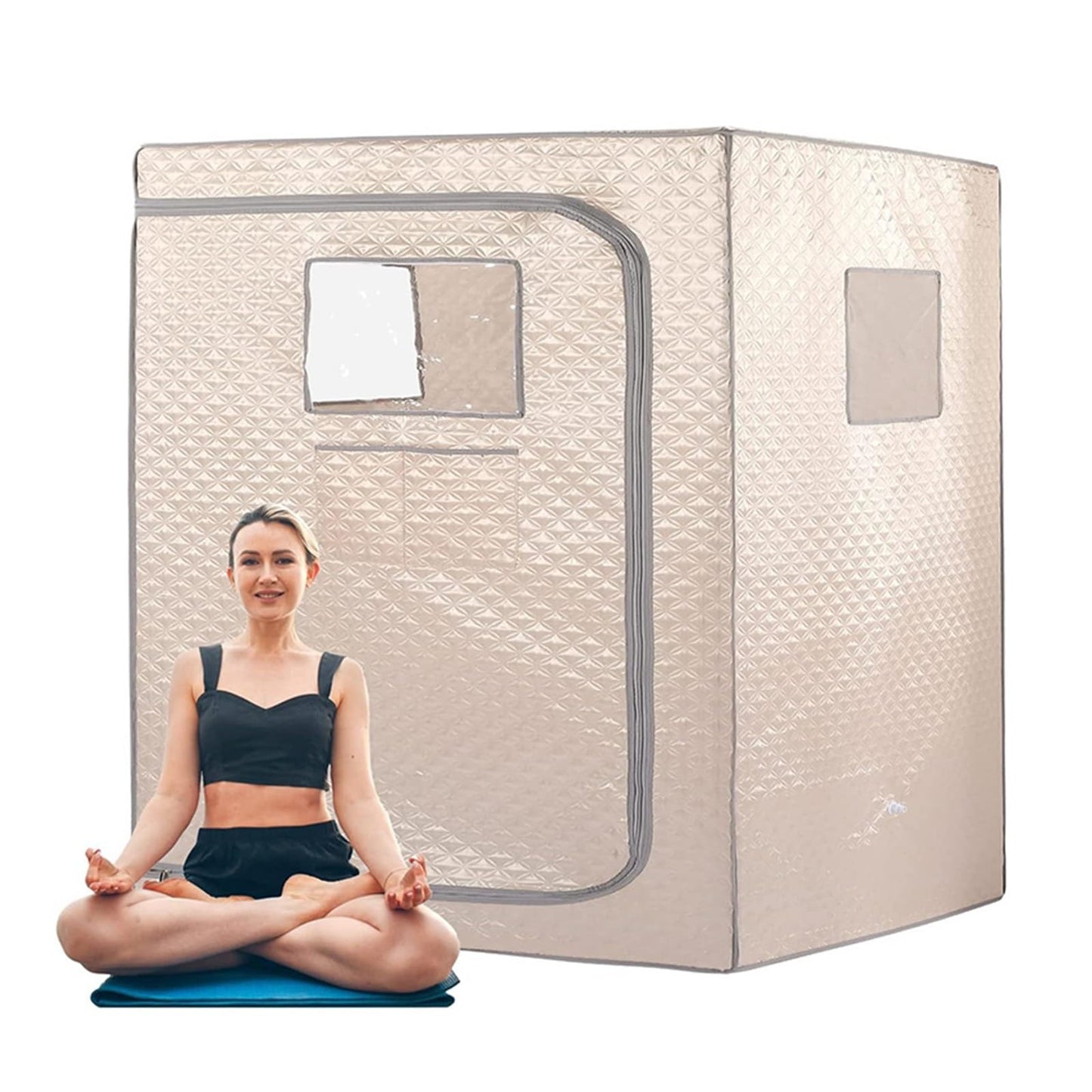 XQZMZSCP Fast Heating Home Sauna, Portable Steam Sauna Tent, 2 Person Sauna Tent Full Size Double, Sauna Tentull Body Home Spa (Champagne Gray)