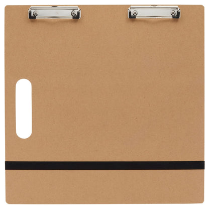 Bright Creations Artist Clipboard Pack - 18 x 18 in Brown MDF, 2 Pack - Portable Drawing & Field Sketch Board with Handle - Rubber Band & Iron Clips