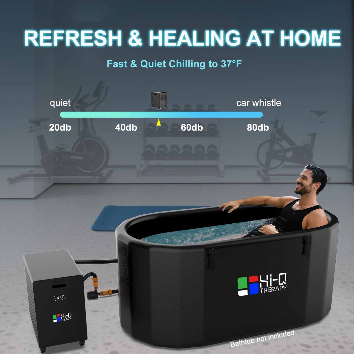 Hi-Q Therapy Ice Bath Tub Chiller, Inflatable Cold Tub PVC Material, All in one Plunge Chiller with Pump, 2600W Chilling Efficiency for Recovery