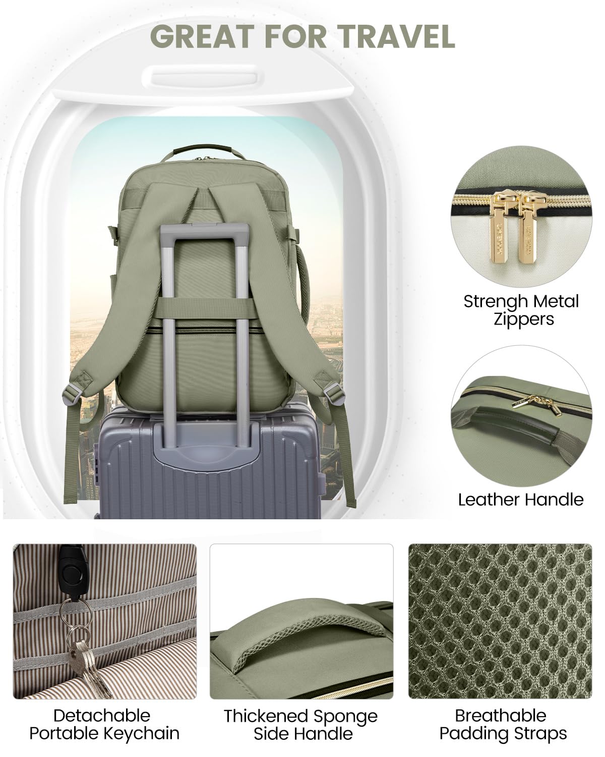 LOVEVOOK 40L Travel Backpack for Women & Men, Large Carry on Backpack for Airplanes with 3 Packing Cubes, TSA Personal Item Travel Bag fits 17" Laptop, Waterproof Weekender Essentials Airline Approved