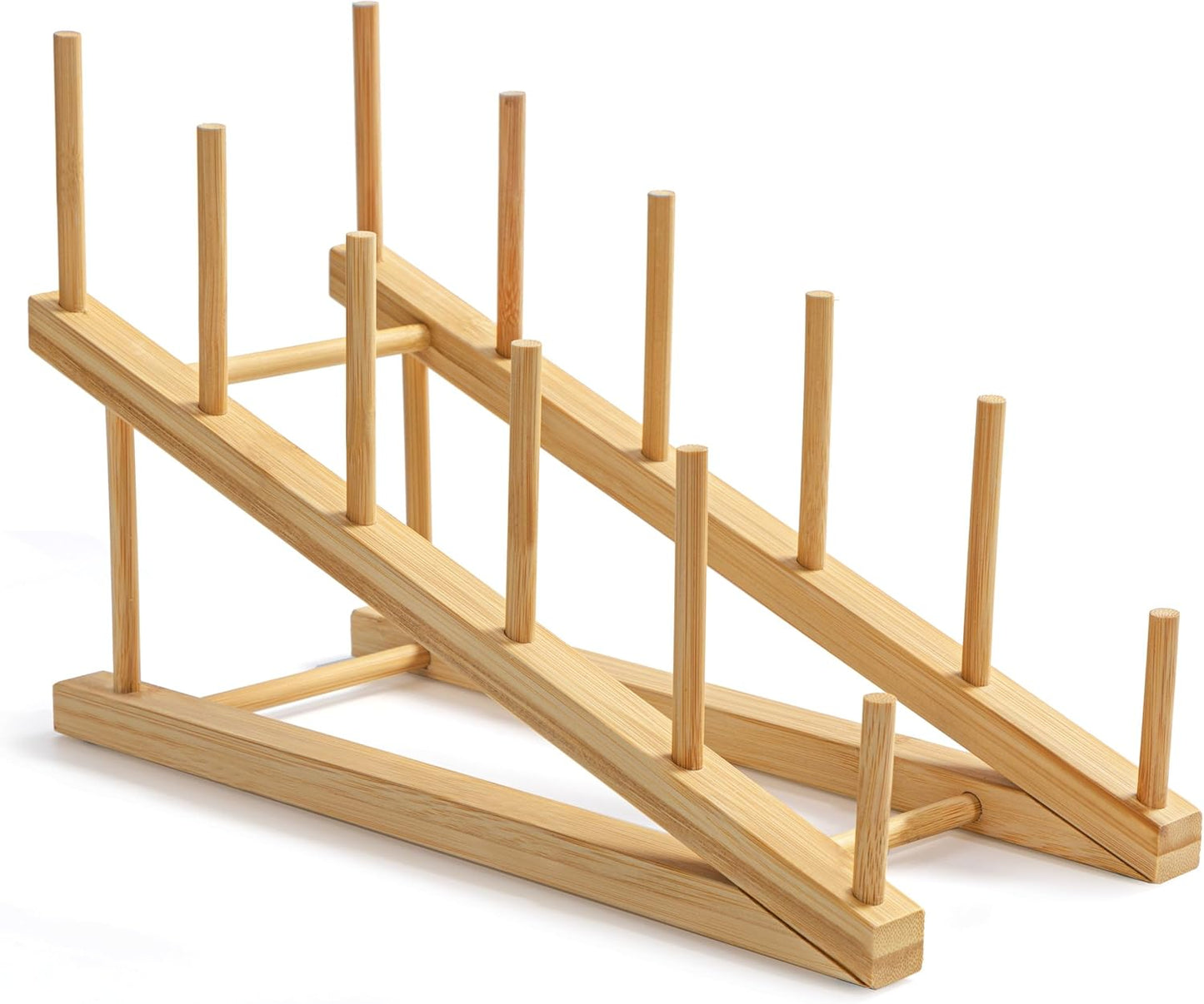 1 Counter, HBlife Bamboo Wooden Dish Drying Rack, PCS Plate/Dish/Book/File/Bowl/Cup/Cutting Board/Pot Lid Organizer