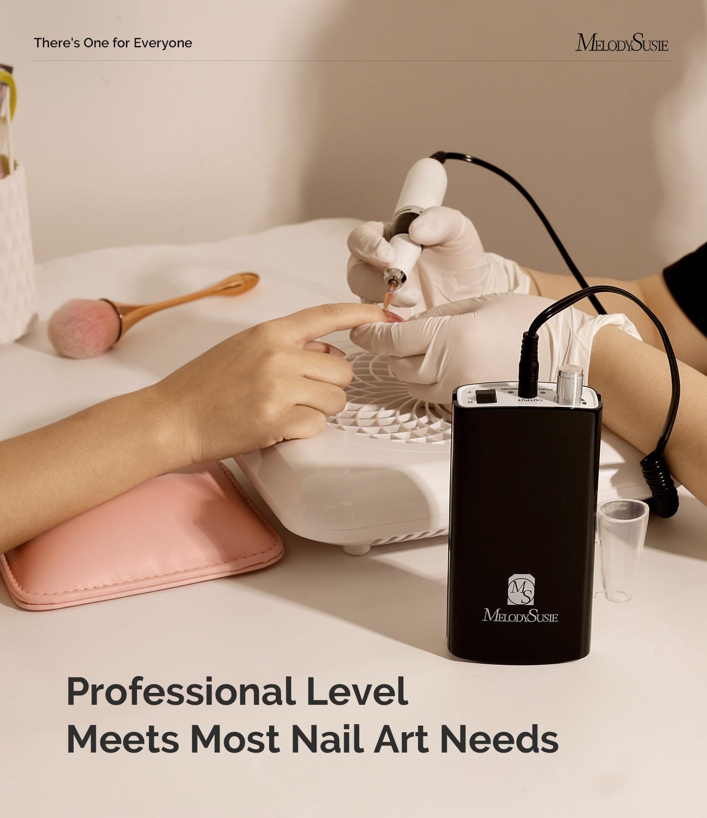 MelodySusie Professional Clip-on Nail Drill with Silicone Heat-Resistant Anti-Vibration Handle, SC300I Rechargeable 30,000RPM Cordless Nail E File Kit for Home and Salon Use