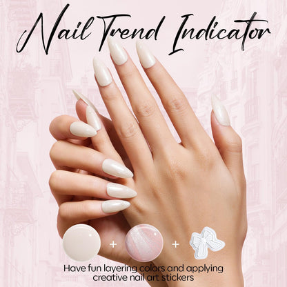 Modelones Gel Nail Polish Kit with UV Light, Milky White Nude Glitter Pink Red Gold Fall Metallic Manicure Set with Base Top Coat Star Stickers 4 Colors Gel Mini Salon Nail Art Gift for Women Girl