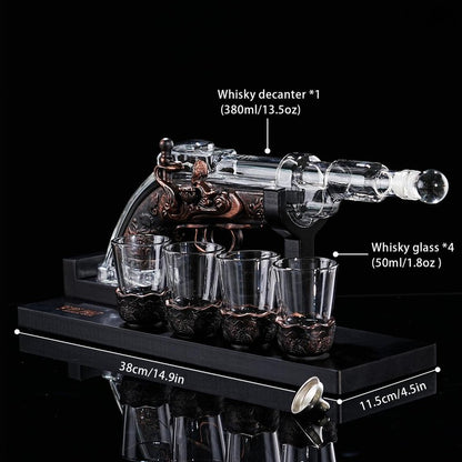 VYLPM Gun Whisky Decanter Set with 4 Shot Glasses,Cool,Unique Gifts for Men Dad Boyfriends,Liquor Gun Decanter Set A Great Addition to Home Bar,Gun Liquor Dispenser Fun Conversation Starter