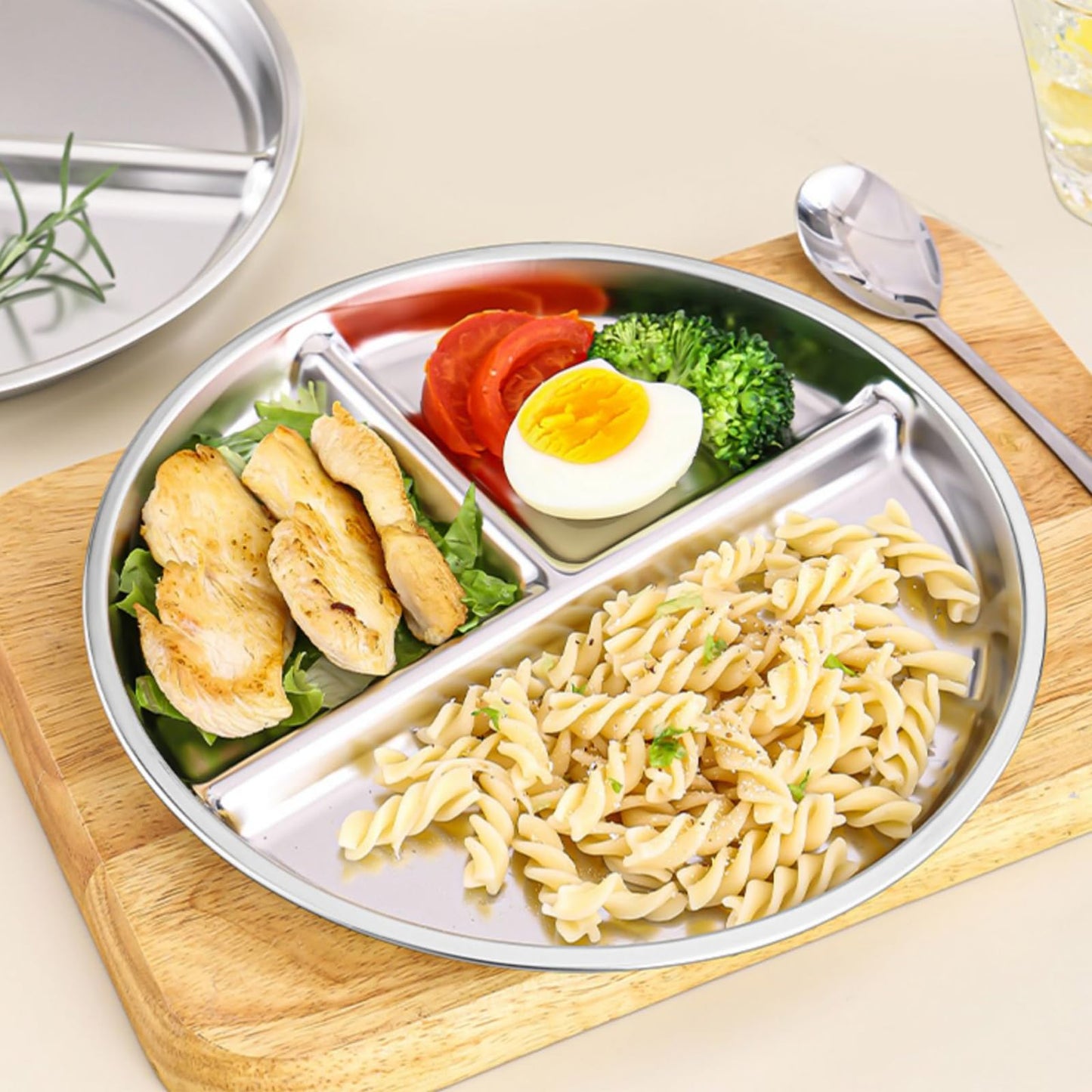 Zalaxt Portion Control Plates Set of 4 Stainless Steel Divided Plates 9" Reusable Dinner Plates (4)