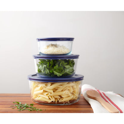 Pyrex Simply Store (3-Pack) Glass Food Storage Containers Set, (2, 4 & 7 Cup) Meal Prep Containers With Plastic BPA-Free Lids, Dishwasher & Microwave Safe