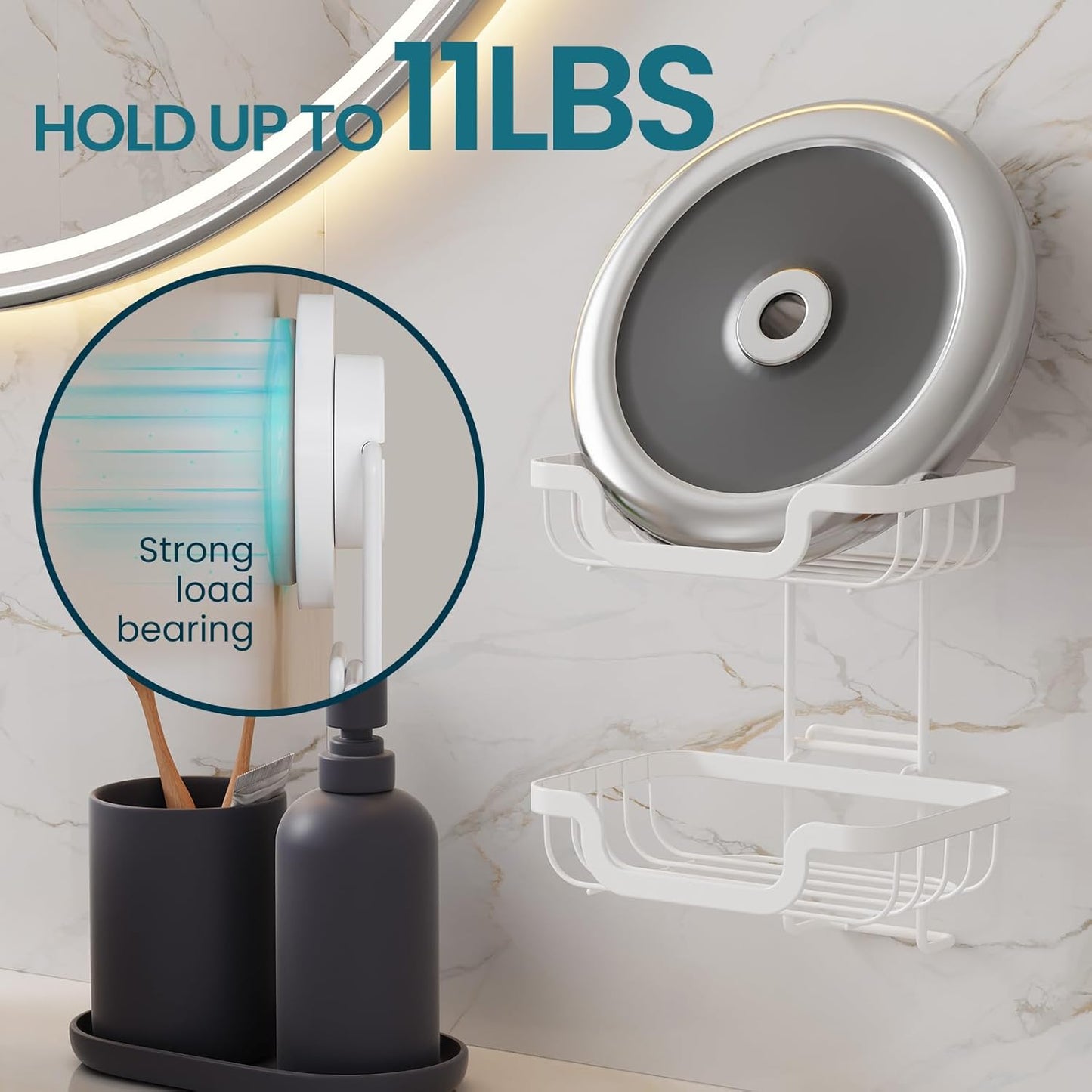 TAILI Double Layer Soap Holder, Bar Soap Dish Suction Cup for Shower Wall, Draining Saver Tray for Bathroom, Rustproof