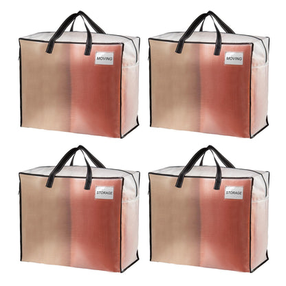 VENO 4 Pack Heavy Duty Moving Bags, Storage Bags, Packing Supplies, Top Zipper, Storage Totes for Camping, Clothes, Bedding, Comforters, Pillows (22 Gallon Clear, 4 Pack)
