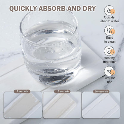 Skiennix 4PCS Stone Drying Trays - Water Absorbent Diatomaceous Earth Soap Dish Set | Ideal for Bathroom & Kitchen