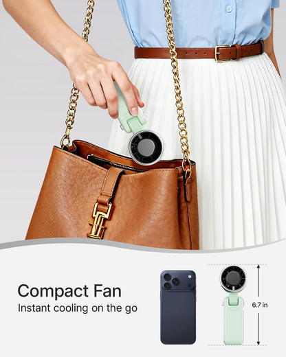 Skiennix Portable Handheld Turbo Fan - 5-Speed Rechargeable Mini Fan for Travel | Green Color