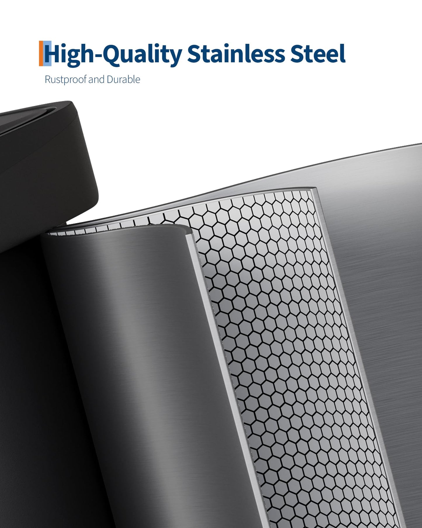 Garvee 13 gal / 50 L Stainless Steel Trash Can with Lid, Large Garbage Can for Kitchen, Rustproof Step-on Kitchen Metal Trash Bin with Liner Rim, Rear Handle, Soft Close Plastic Lid, Silver