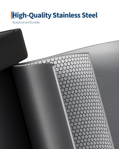 Garvee 13 gal / 50 L Stainless Steel Trash Can with Lid, Large Garbage Can for Kitchen, Rustproof Step-on Kitchen Metal Trash Bin with Liner Rim, Rear Handle, Soft Close Plastic Lid, Silver