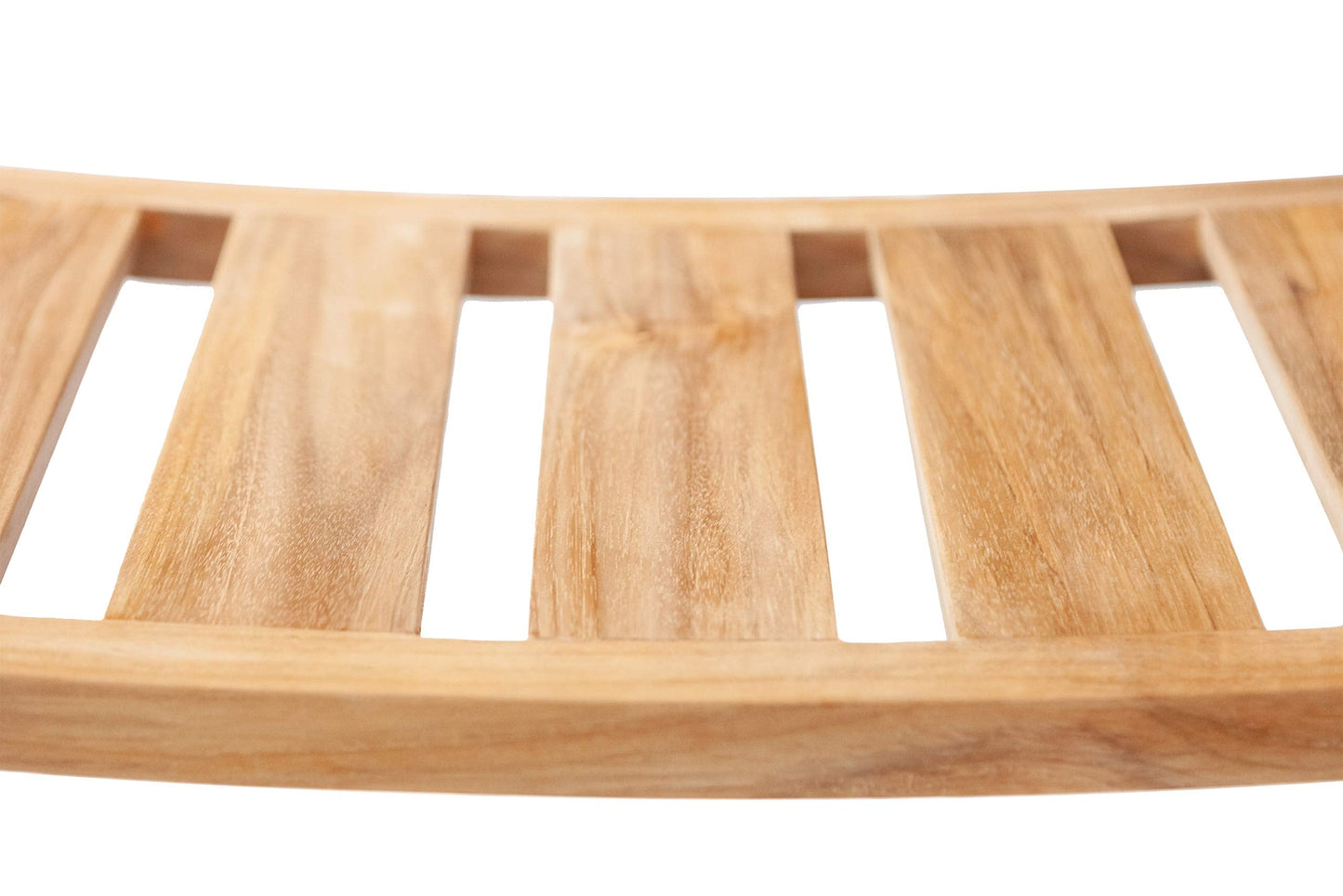 Nordic Teak Natural Teak Shower Stool with Curved Seat & Shelf | Spa-Style Bench for Bath | Shower | SPA | Pool | Patio | Select Grade (Natural Phoenix)