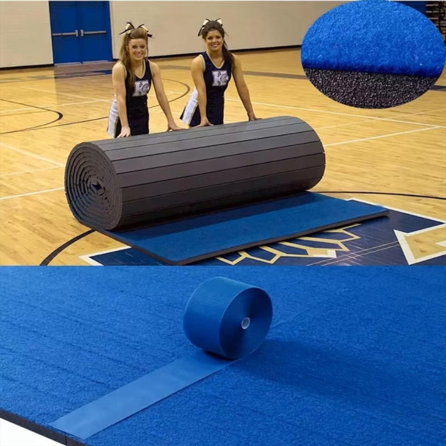 Premium Indoor Gymnastics Track Exercise Mat with Grippy Gym Carpet Top - Sturdy Foam Wrestling Mat for MMA, Cheerleading, and Fitness - Roll Out Design for Easy Setup