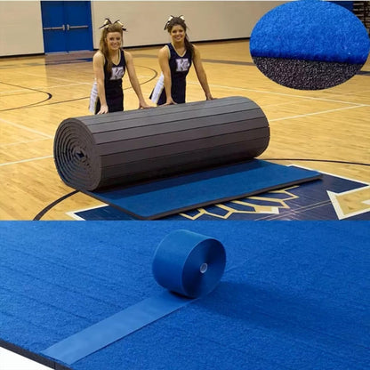 Premium Indoor Gymnastics Track Exercise Mat with Grippy Gym Carpet Top - Sturdy Foam Wrestling Mat for MMA, Cheerleading, and Fitness - Roll Out Design for Easy Setup