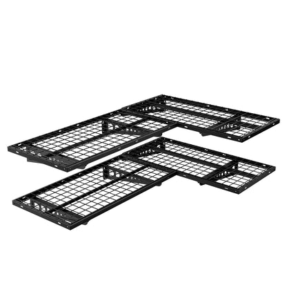 FLEXIMOUNTS 4 Pack 2x4ft Corner Wall Shelving Garage Storage Rack, 24x48 inch Floating Shelves, 1320lbs Total Weight Capacity, Black