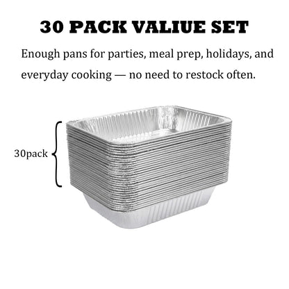 Livizaria Disposable Aluminum Foil Pans 9×13 Inch – Durable Foil Baking Pans for Oven & Freezer Use, Meal Prep, Casseroles & Roasting – Deep Disposable Pans for Parties, Catering & BBQ (30 Pack)