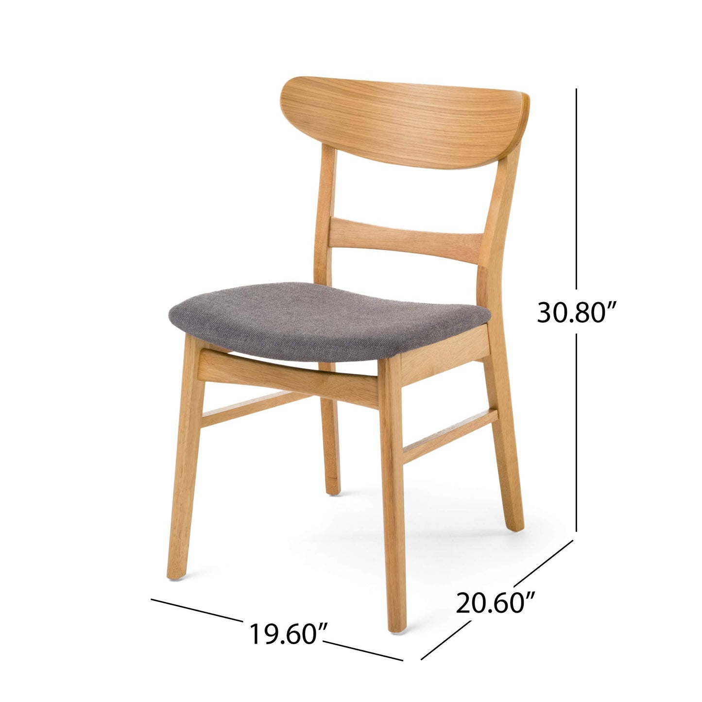 Christopher Knight Home Heather Mid-Century Modern Dining Chairs (Set of 4), Dark Gray and Natural Oak