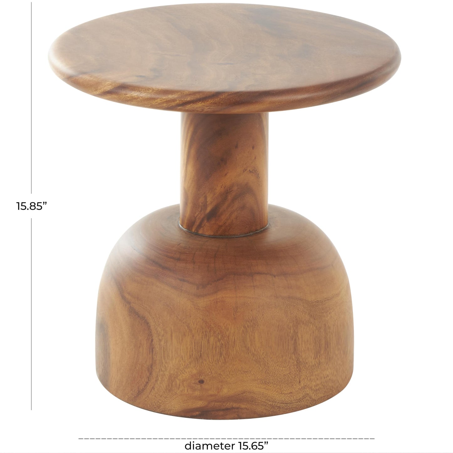 Deco 79 Wood Handmade Side End Accent Table End Table with Rounded Block Base, Side Table 16" x 16" x 16", Brown